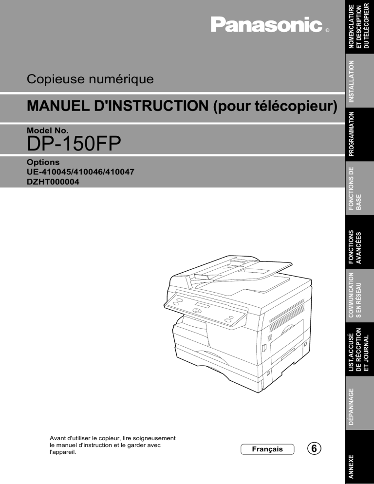 Panasonic DP150FP Operating instructions Panasonic DP150FP Operating instructions