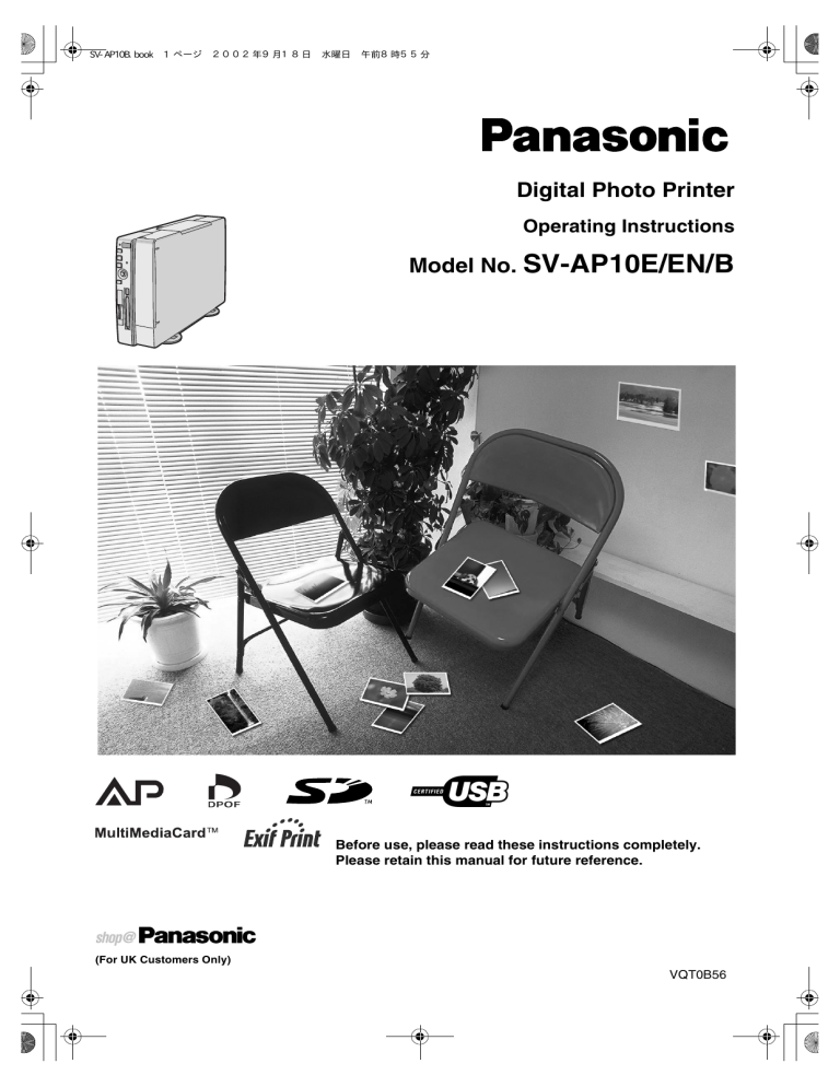 Panasonic SVAP10EN, SVAP10B, SVAP10E Operating instructions Panasonic SVAP10EN, SVAP10B, SVAP10E Operating instructions