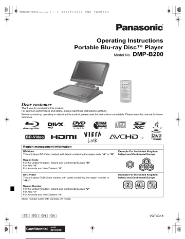 Panasonic DMPB200GA, DMPB200EG, DMPB200EB, DMPB200GN Operating instructions Panasonic DMPB200GA, DMPB200EG, DMPB200EB, DMPB200GN Operating instructions