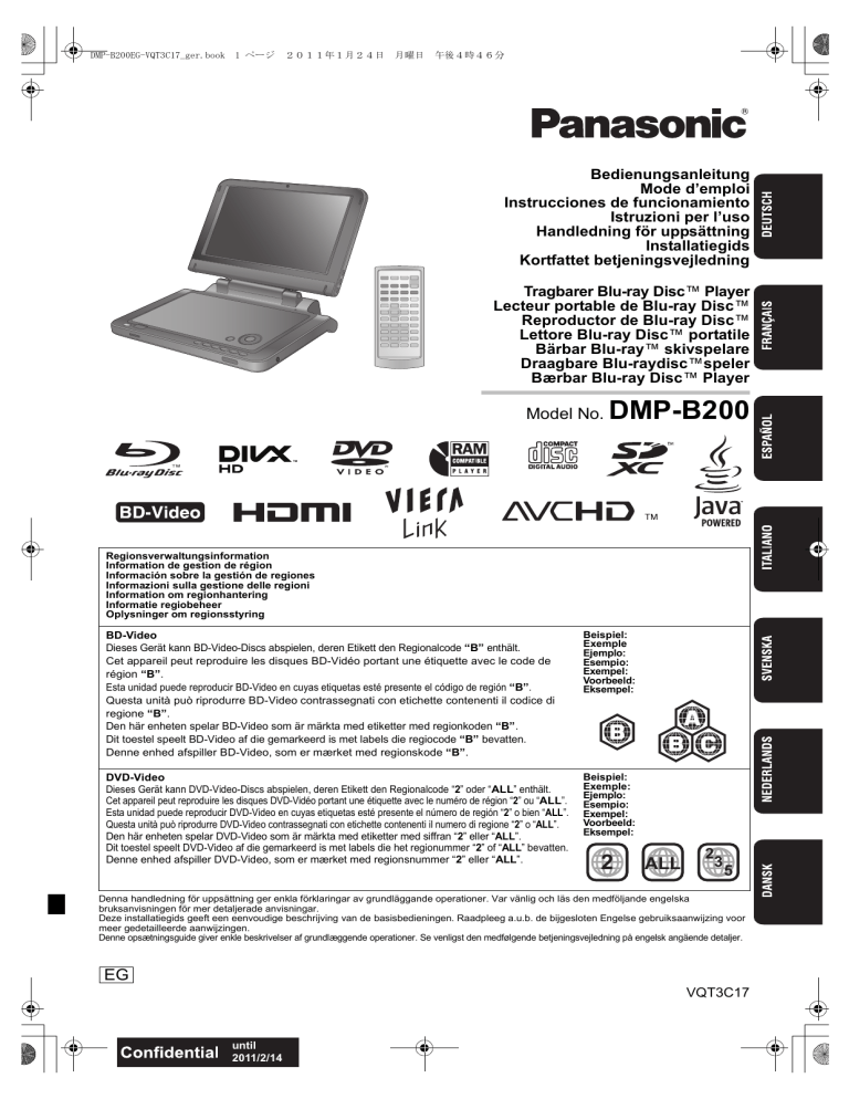 Panasonic DMPB200EG Operating instructions Panasonic DMPB200EG Operating instructions