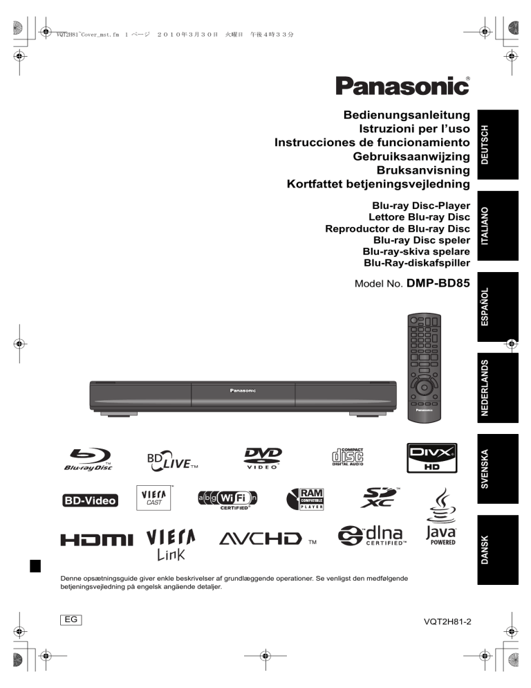 Panasonic DMPBD85, DMPBD85EG Operating instructions Panasonic DMPBD85, DMPBD85EG Operating instructions