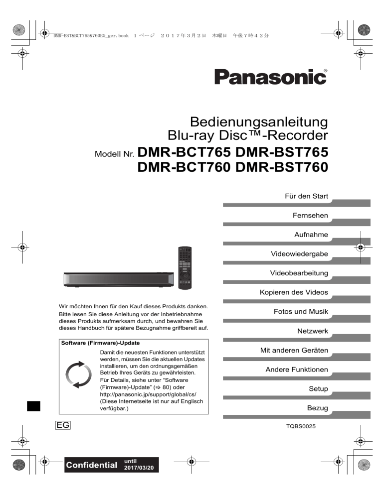 Panasonic DMRBCT760EG, DMRBCT765EG, DMRBST765EG, DMRBST760EG Operating instructions Panasonic DMRBCT760EG, DMRBCT765EG, DMRBST765EG, DMRBST760EG Operating instructions