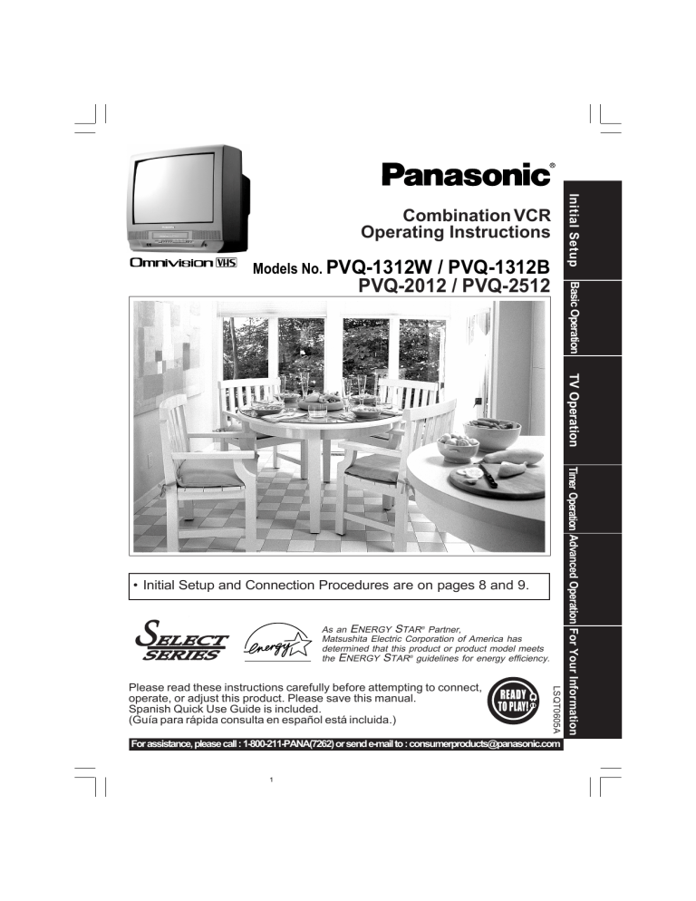 Panasonic PVQ2012, PVQ2512, PVQ1312W Operating instructions Panasonic PVQ2012, PVQ2512, PVQ1312W Operating instructions