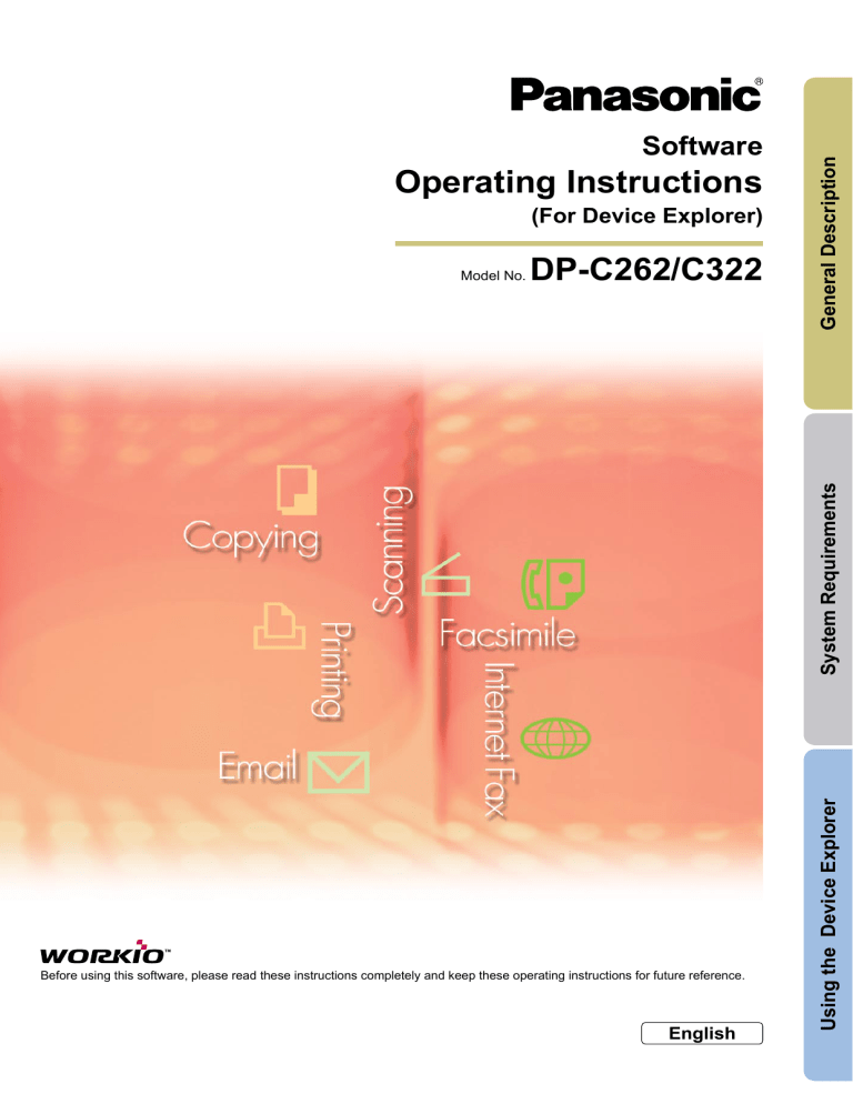 Panasonic DPC262, DPC322 Operating instructions Panasonic DPC262, DPC322 Operating instructions