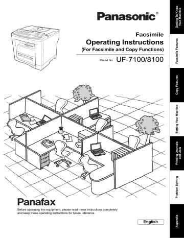 Panasonic UF7100, UF8100 Operating instructions Panasonic UF7100, UF8100 Operating instructions