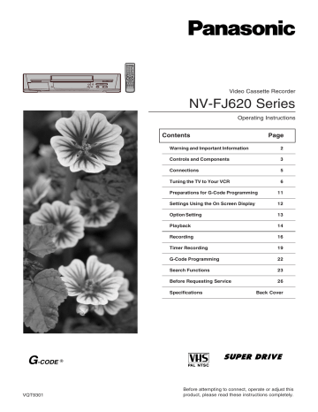Panasonic NVFJ620EA, NVFJ620A Operating instructions Panasonic NVFJ620EA, NVFJ620A Operating instructions