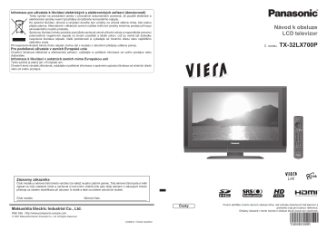 Panasonic TX32LX700P Operativní instrukce | Manualzz Panasonic TX32LX700P Operativní instrukce | Manualzz