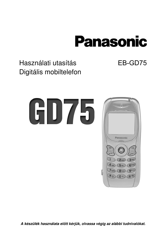 Panasonic EBGD75 Operating instructions Panasonic EBGD75 Operating instructions