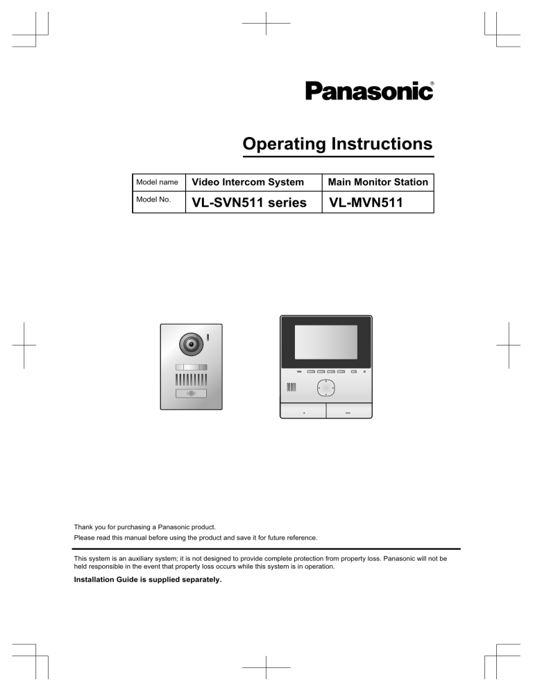 Panasonic VLSVN511AZ, VLSVN511EX, VLMVN511EX, VLSVN511FX Operating instructions Panasonic VLSVN511AZ, VLSVN511EX, VLMVN511EX, VLSVN511FX Operating instructions
