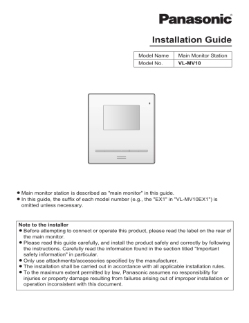 Panasonic VLMV10EX1, VLMV10SX, VLMV10EX2 Operating instructions Panasonic VLMV10EX1, VLMV10SX, VLMV10EX2 Operating instructions