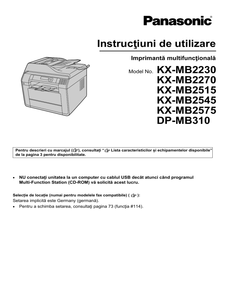 Panasonic KXMB2545, DPMB310, KXMB2270, KXMB2575, KXMB2230, KXMB2515 Operating instructions Panasonic KXMB2545, DPMB310, KXMB2270, KXMB2575, KXMB2230, KXMB2515 Operating instructions