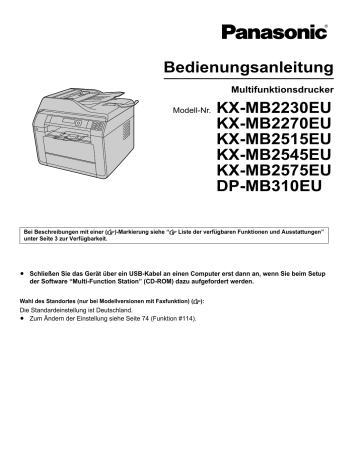 Panasonic KXMB2575EU, KXMB2515EU, KXMB2270EU, DPMB310EU, KXMB2230EU, KXMB2545EU Operating instructions Panasonic KXMB2575EU, KXMB2515EU, KXMB2270EU, DPMB310EU, KXMB2230EU, KXMB2545EU Operating instructions