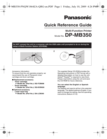 Panasonic DPMB350 Operating instructions Panasonic DPMB350 Operating instructions