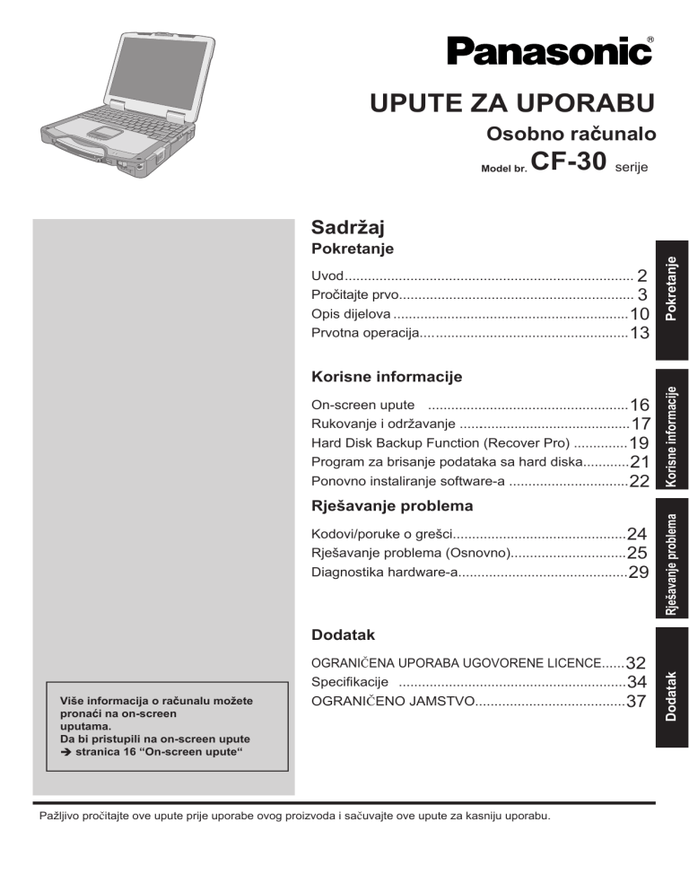 Panasonic CF30 Operating instructions Panasonic CF30 Operating instructions