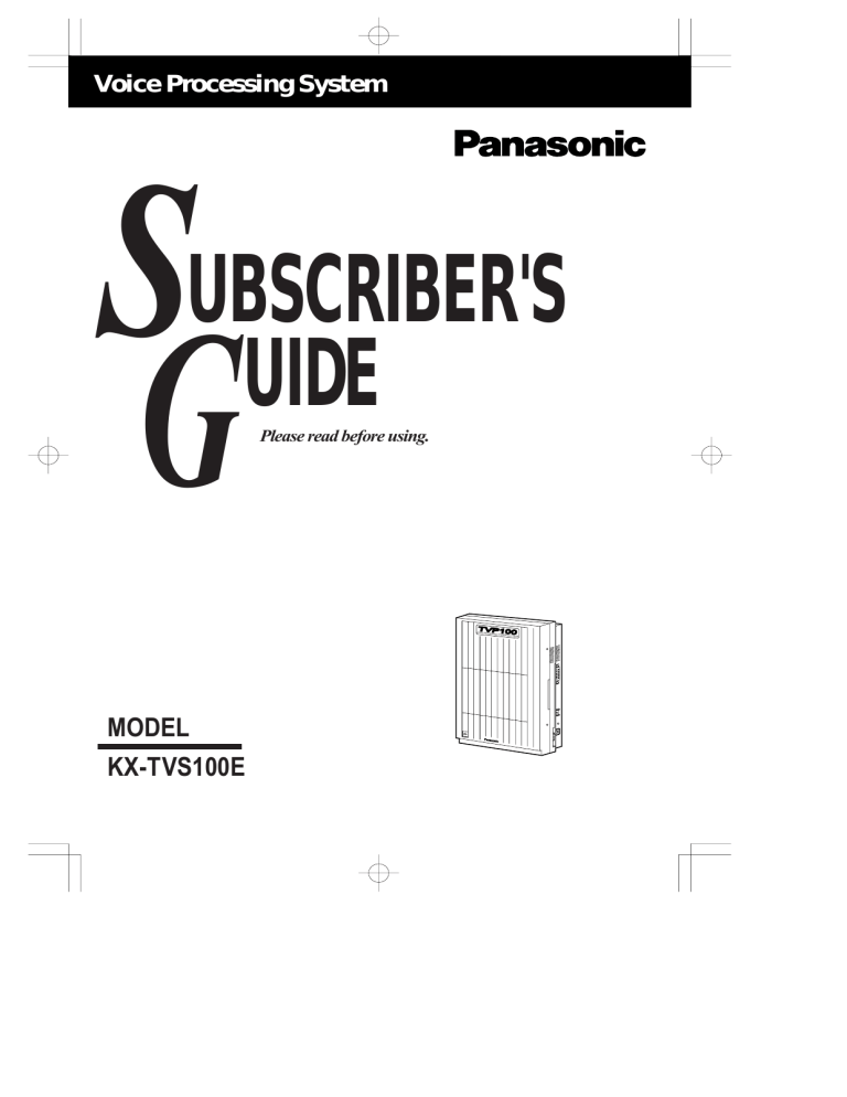 Panasonic KXTVP100E Operating instructions Panasonic KXTVP100E Operating instructions