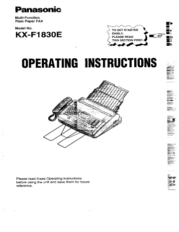 Panasonic KXF1830E Owner's manual Panasonic KXF1830E Owner's manual