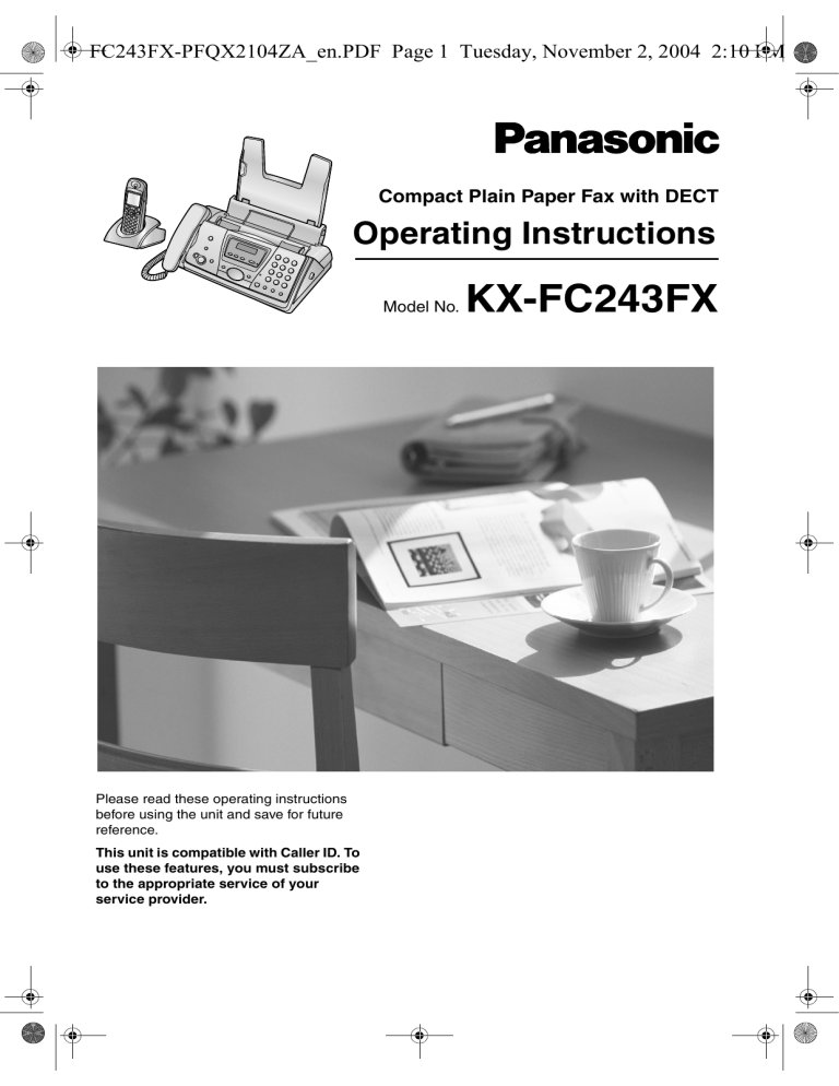 Panasonic KXFC243FX Operating instructions Panasonic KXFC243FX Operating instructions