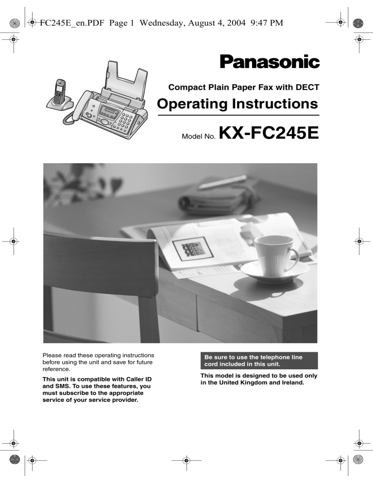 Panasonic KXFC245E Operating instructions Panasonic KXFC245E Operating instructions