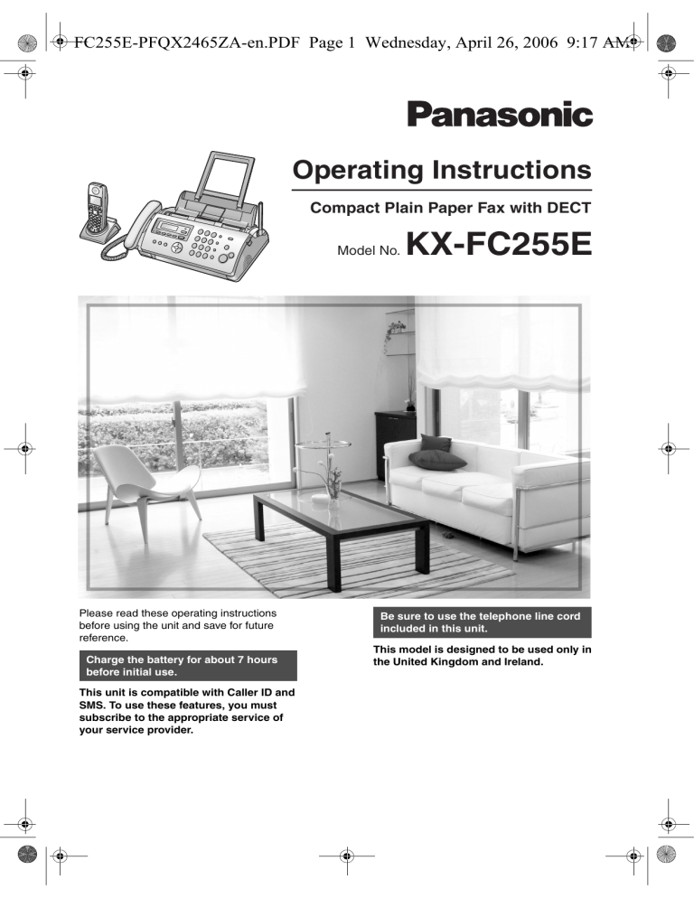 Panasonic KXFC255E Operating instructions Panasonic KXFC255E Operating instructions