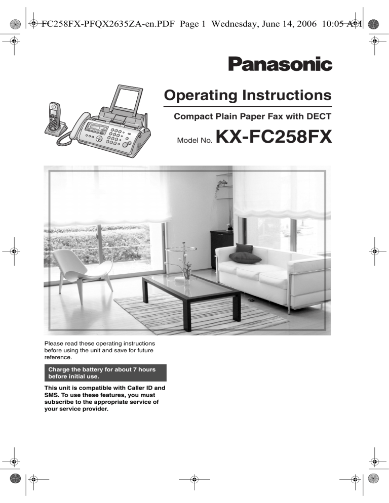 Panasonic KXFC258FX Operating instructions Panasonic KXFC258FX Operating instructions