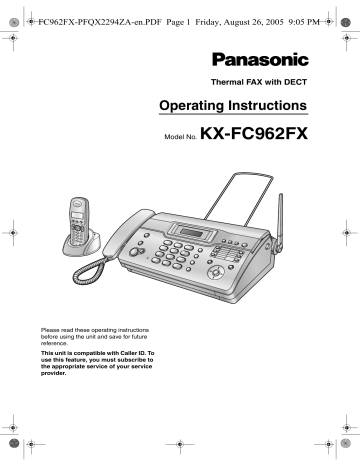 Panasonic KXFC962FX Operating instructions Panasonic KXFC962FX Operating instructions