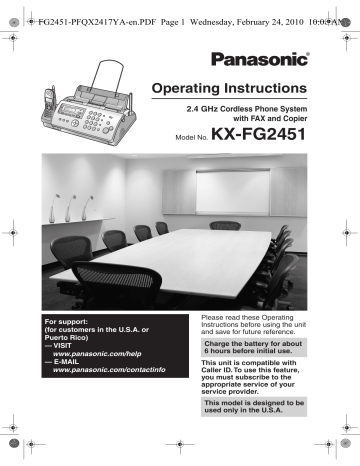 Panasonic KXFG2451 Operating instructions Panasonic KXFG2451 Operating instructions