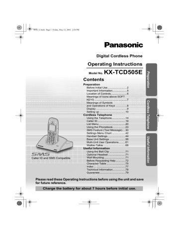 Panasonic KXTCD505 Operating instructions Panasonic KXTCD505 Operating instructions