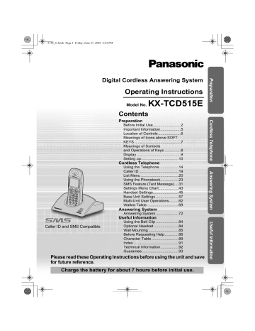 Panasonic KXTCD515 Operating instructions Panasonic KXTCD515 Operating instructions