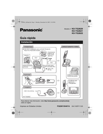 Panasonic KXTG2620, KXTG2621, KXTG2622 Operating instructions Panasonic KXTG2620, KXTG2621, KXTG2622 Operating instructions