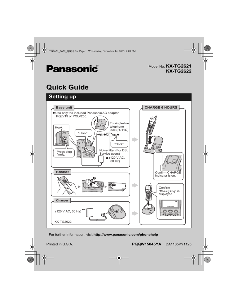 Panasonic KXTG2621, KXTG2622 Operating instructions Panasonic KXTG2621, KXTG2622 Operating instructions
