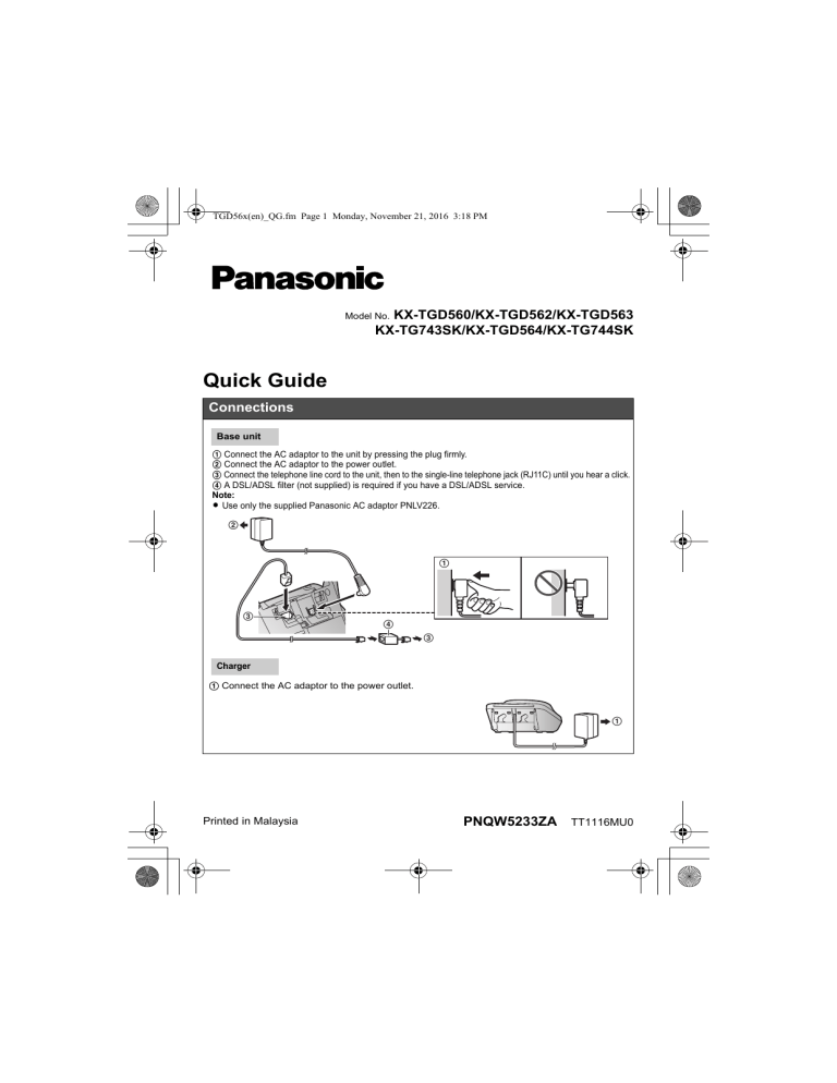 Panasonic KXTGD564, KXTGD562, KXTGD563, KXTG744SK Operating instructions Panasonic KXTGD564, KXTGD562, KXTGD563, KXTG744SK Operating instructions