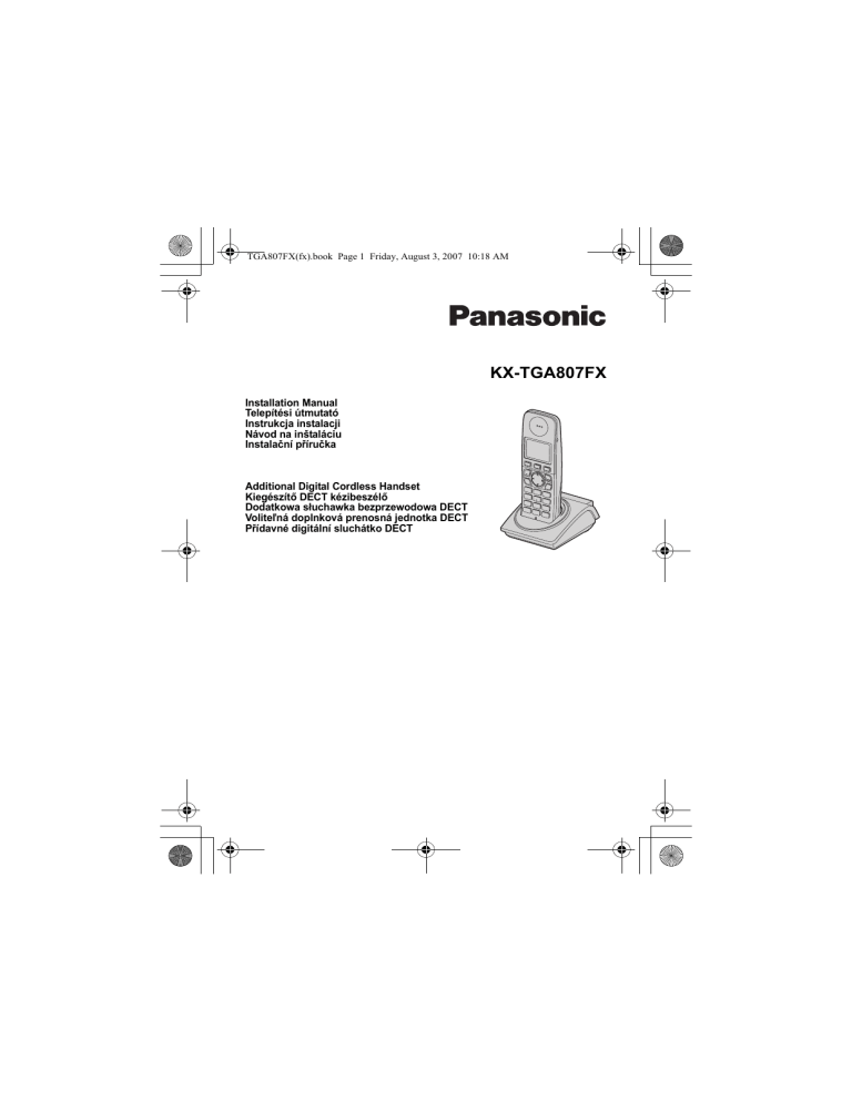 Panasonic KXTGA807FX Operating instructions Panasonic KXTGA807FX Operating instructions