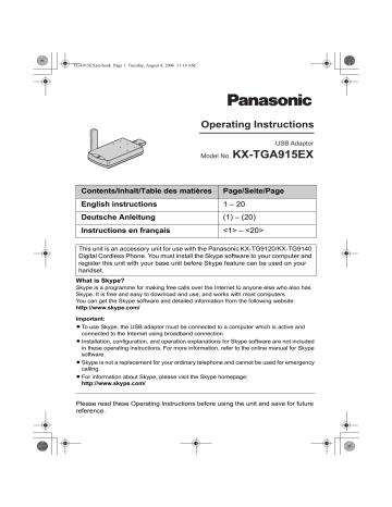 Panasonic KXTGA915EX, KX-TGA915EX Owner's manual Panasonic KXTGA915EX, KX-TGA915EX Owner's manual
