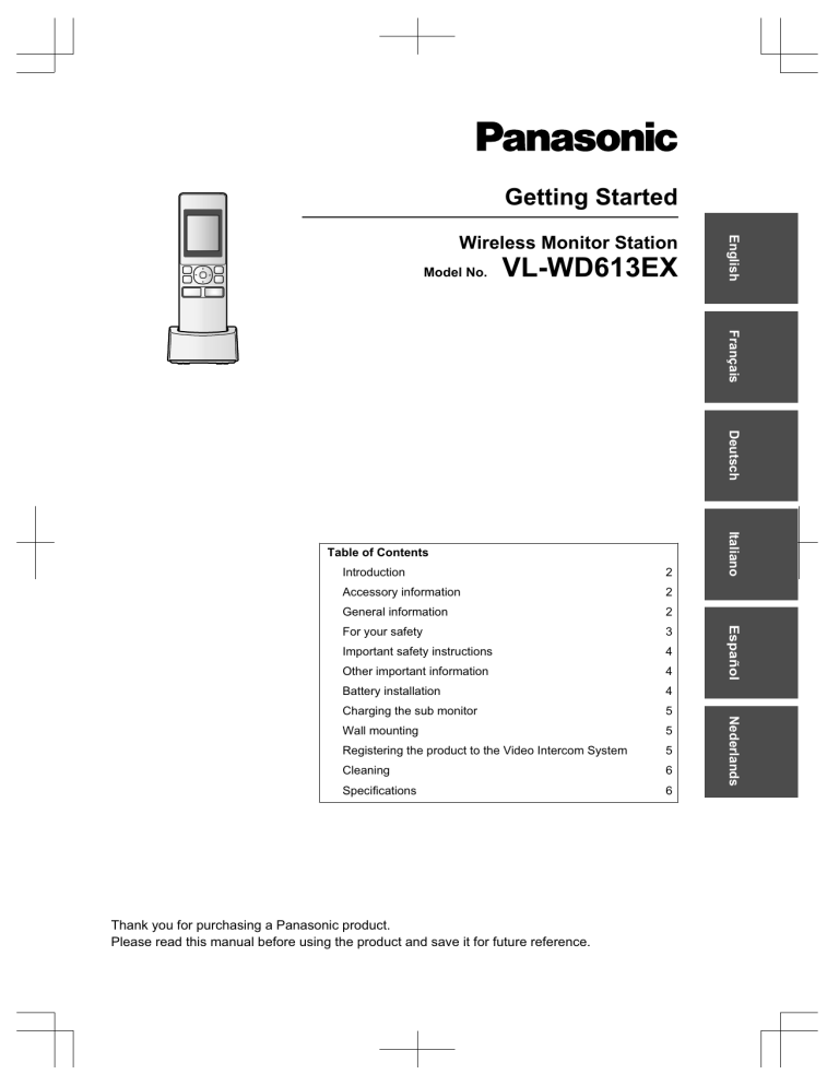 Panasonic VLWD613EX Operating instructions Panasonic VLWD613EX Operating instructions
