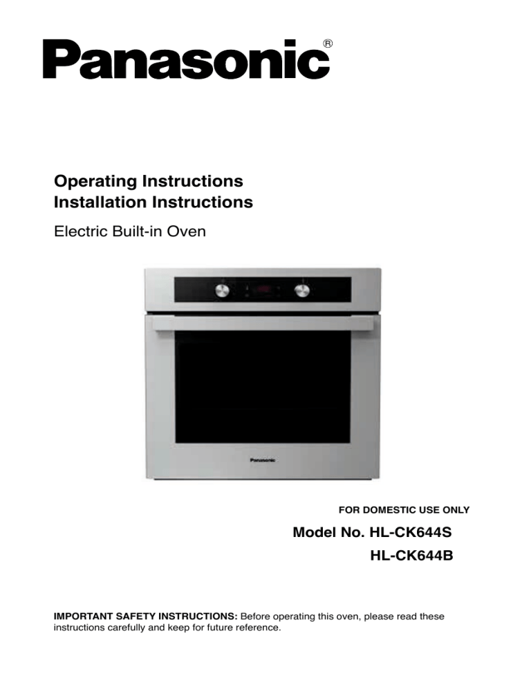 Panasonic HLCK644BBPQ, HLCK644SBPQ Operating instructions Panasonic HLCK644BBPQ, HLCK644SBPQ Operating instructions