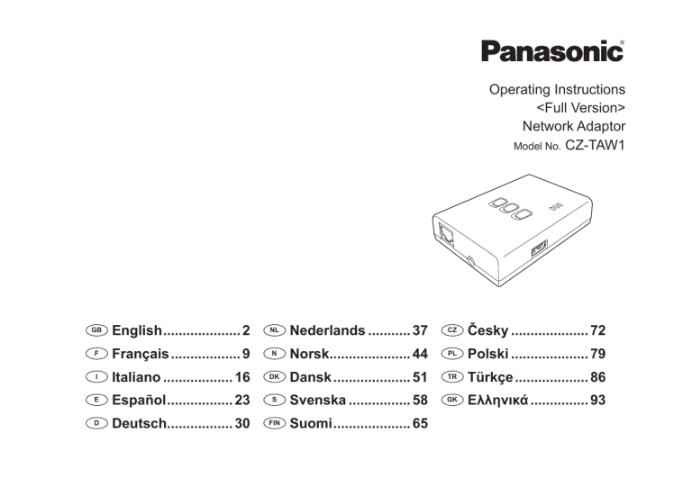 Panasonic CZTAW1 Operating instructions Panasonic CZTAW1 Operating instructions