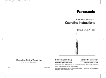 Panasonic EW1012G2 Operating instructions Panasonic EW1012G2 Operating instructions