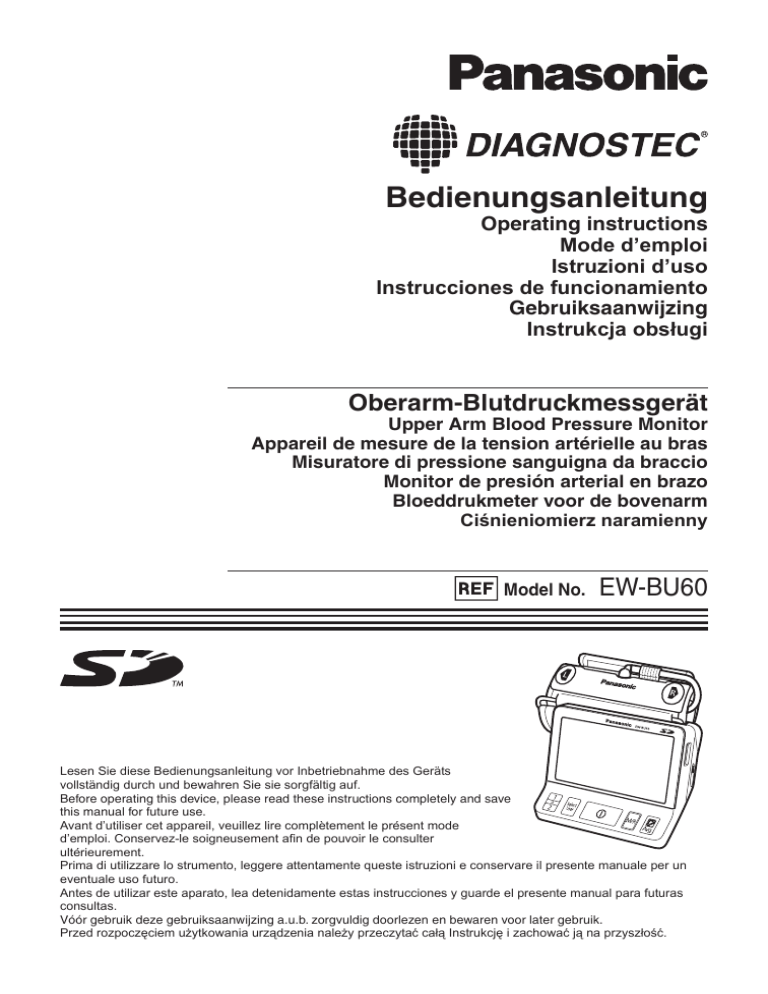 Panasonic EWBU60W800 Operating instructions Panasonic EWBU60W800 Operating instructions