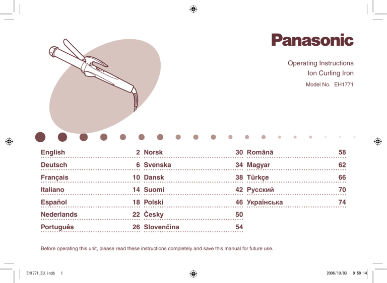 Panasonic EH1771 Owner's manual Panasonic EH1771 Owner's manual