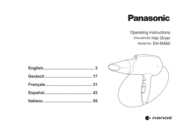 Panasonic EHNA65, EH-NA65-K825 NANOE Owner's manual Panasonic EHNA65, EH-NA65-K825 NANOE Owner's manual