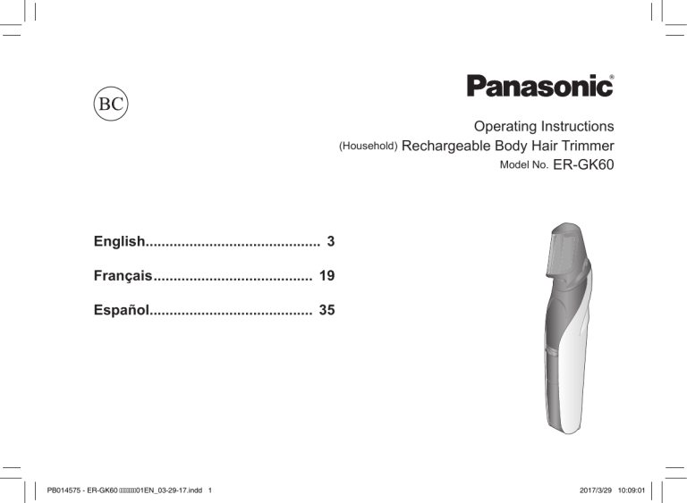 Panasonic ERGK60, ER-GK60-S503 Owner's manual Panasonic ERGK60, ER-GK60-S503 Owner's manual