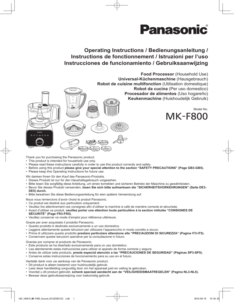 Panasonic MKF800 Operating instructions Panasonic MKF800 Operating instructions