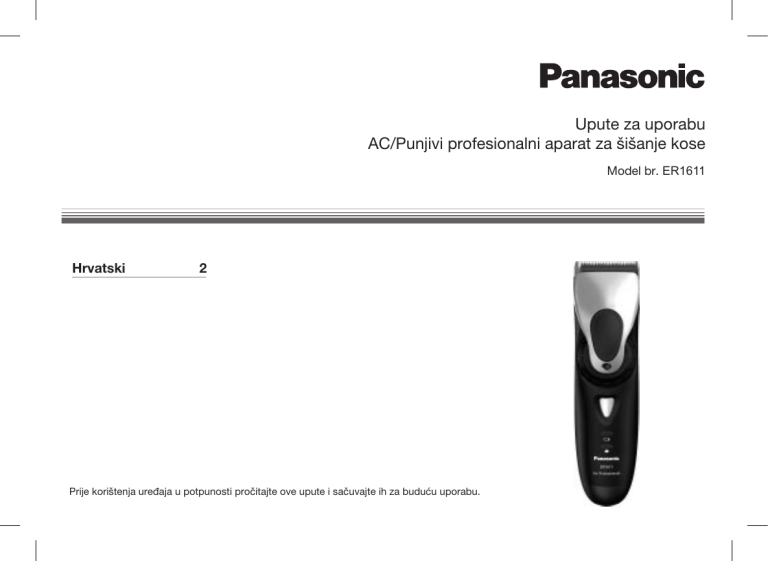 Panasonic ER1611 Operating instructions Panasonic ER1611 Operating instructions