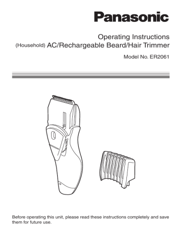 Panasonic ER2061 Operating instructions Panasonic ER2061 Operating instructions