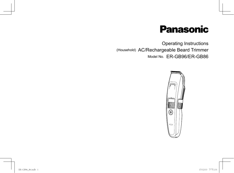 Panasonic ERGB86, ERGB96 Operating instructions Panasonic ERGB86, ERGB96 Operating instructions