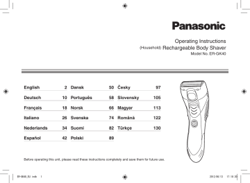 Panasonic ERGK40, ER-GK40 Owner's manual Panasonic ERGK40, ER-GK40 Owner's manual
