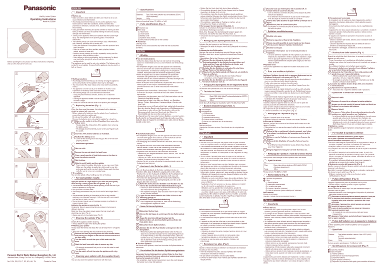 Panasonic ES2081 Operating instructions Panasonic ES2081 Operating instructions