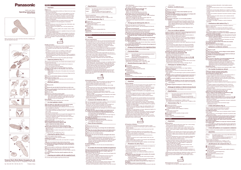 Panasonic ES2082 Operating instructions Panasonic ES2082 Operating instructions