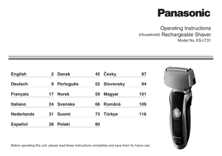 Panasonic ESLT31 Operating instructions Panasonic ESLT31 Operating instructions