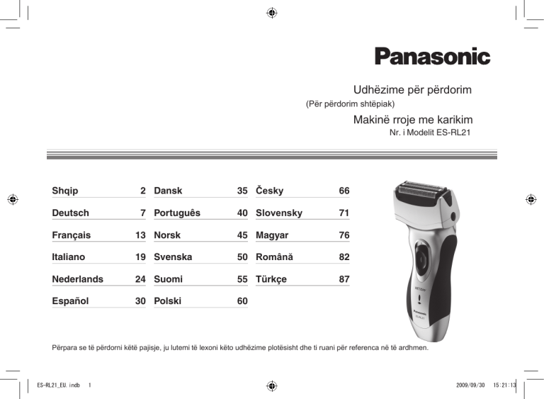 Panasonic ESRL21 Operating instructions Panasonic ESRL21 Operating instructions